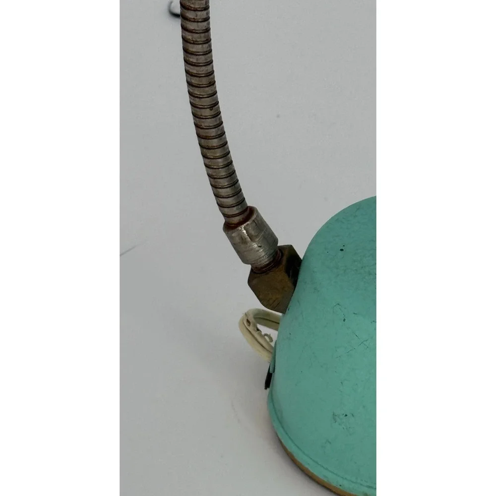 Hi Lite Model 340 Mid Century Modern Gooseneck Desk Lamp Aqua Turquoise Brass